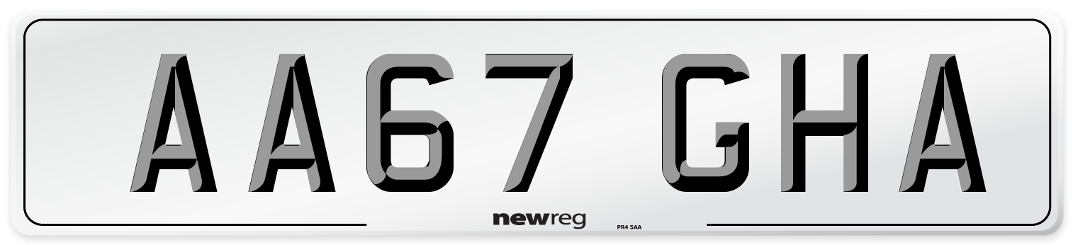 AA67 GHA Number Plate from New Reg
